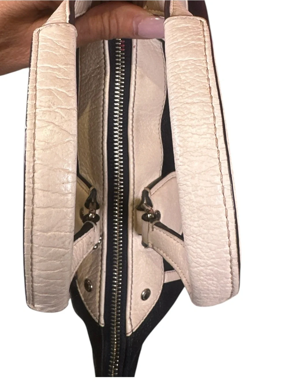 Coach Mickie Spectator Satchel Chalk and Navy Blue